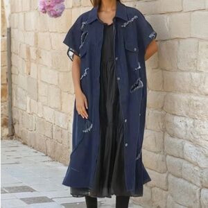 NEW Simply Vanité Blue Long Jean Jacket One Size